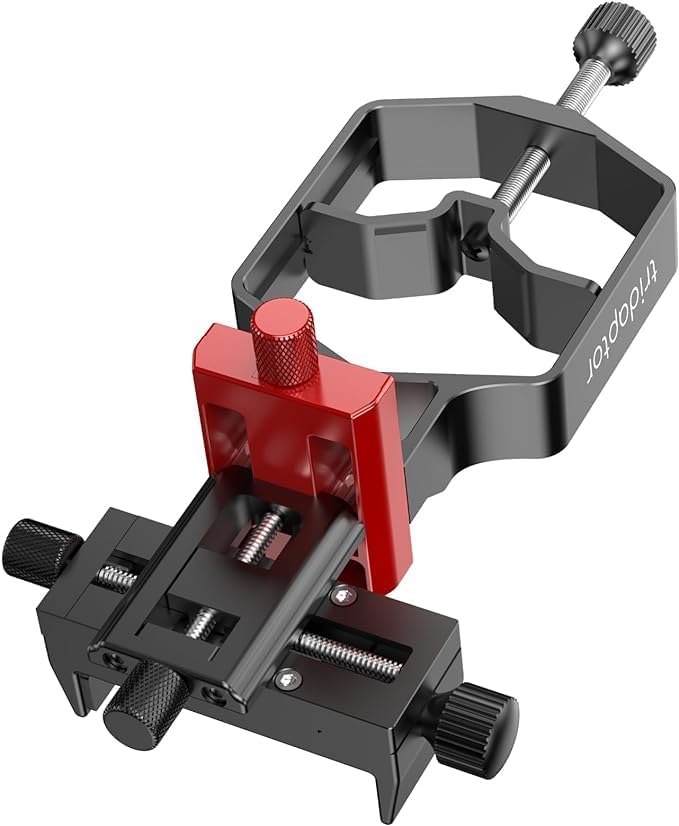 MOVE-SHOOT-MOVE tridaptor - Universal Digiscoping Adapter | High-Precision Phone to Telescope 3-Axis Metal Holder Mount for Spotting Scope Monocular Microscope|Fits 2.4" Eyepiece Max&Most Cell Phone Camera - Image 1